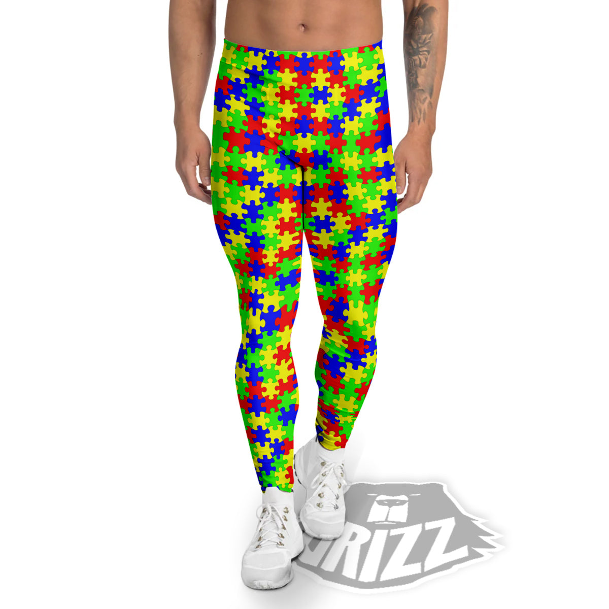 Awareness Jigsaw Colorful Autism Print Men's Leggings-grizzshop
