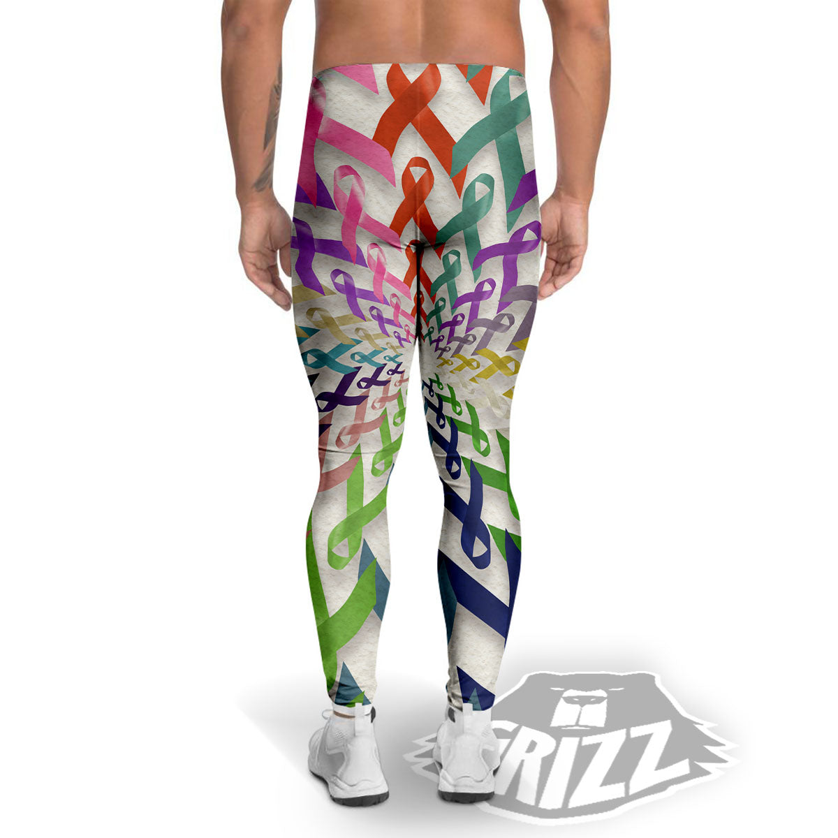Awareness Mandala Cancer Print Men's Leggings-grizzshop