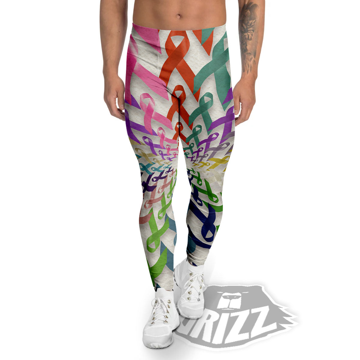 Awareness Mandala Cancer Print Men's Leggings-grizzshop