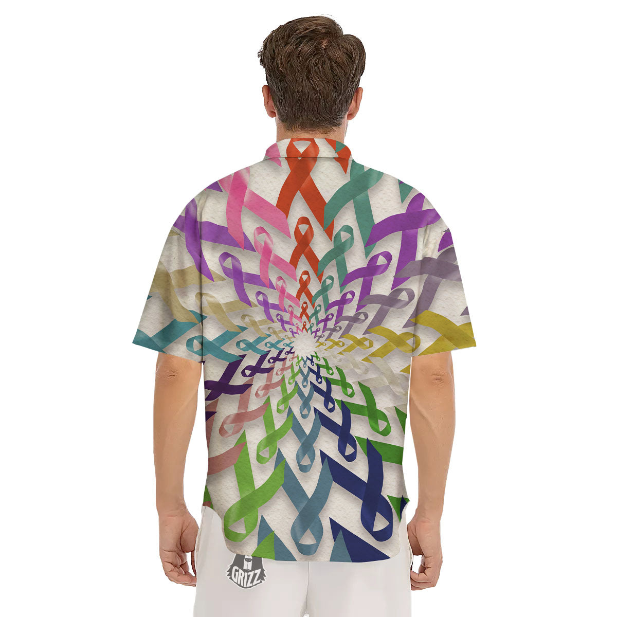 Awareness Mandala Cancer Print Men's Short Sleeve Shirts-grizzshop