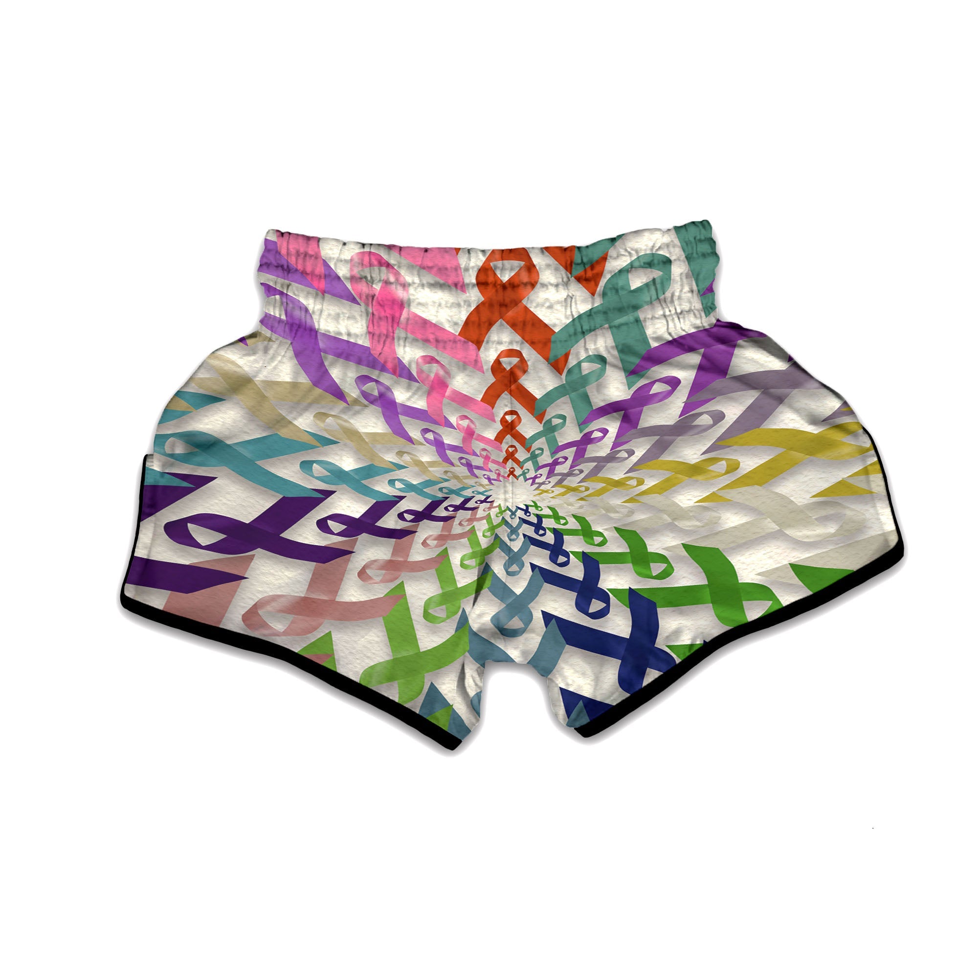 Awareness Mandala Cancer Print Muay Thai Boxing Shorts-grizzshop