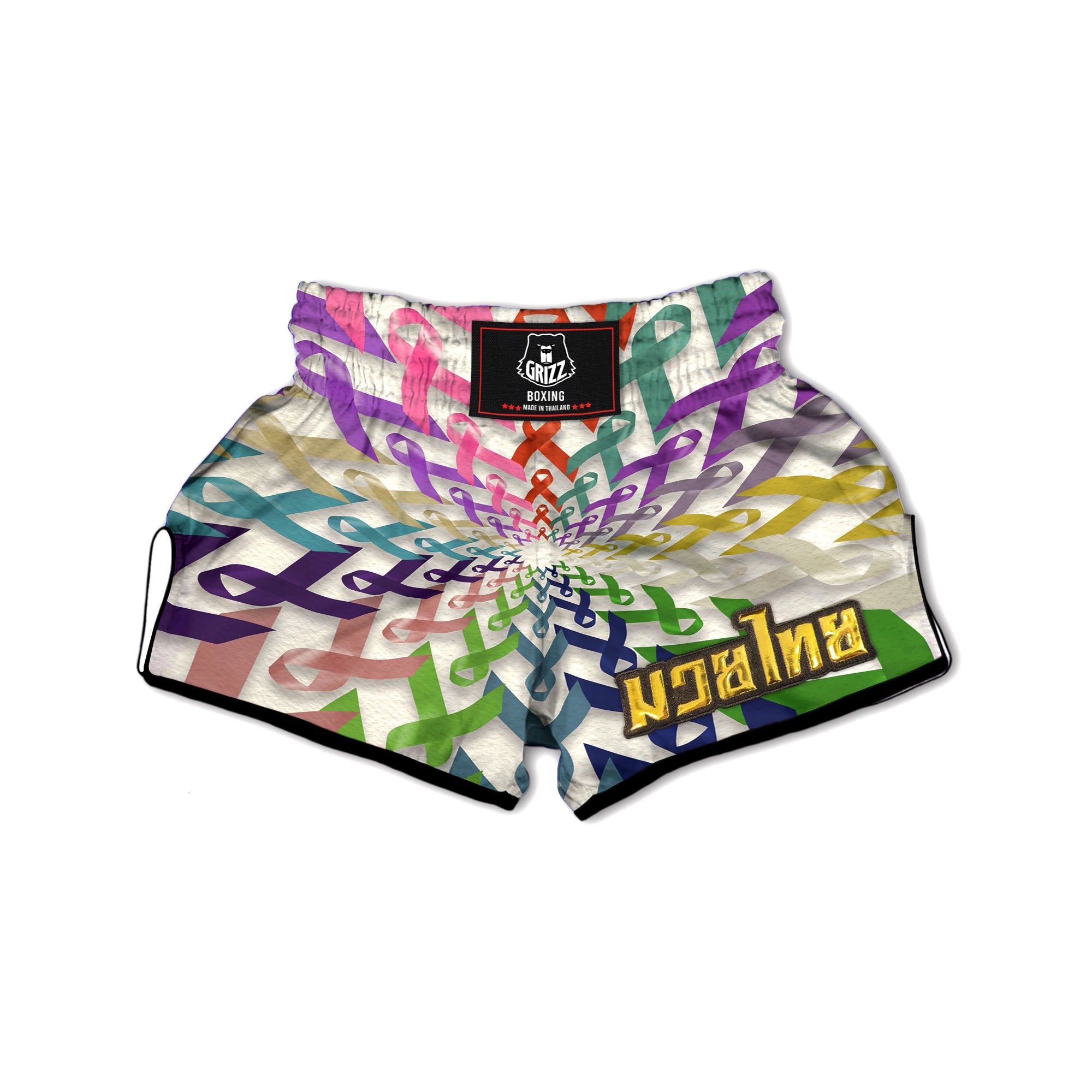 Awareness Mandala Cancer Print Muay Thai Boxing Shorts-grizzshop