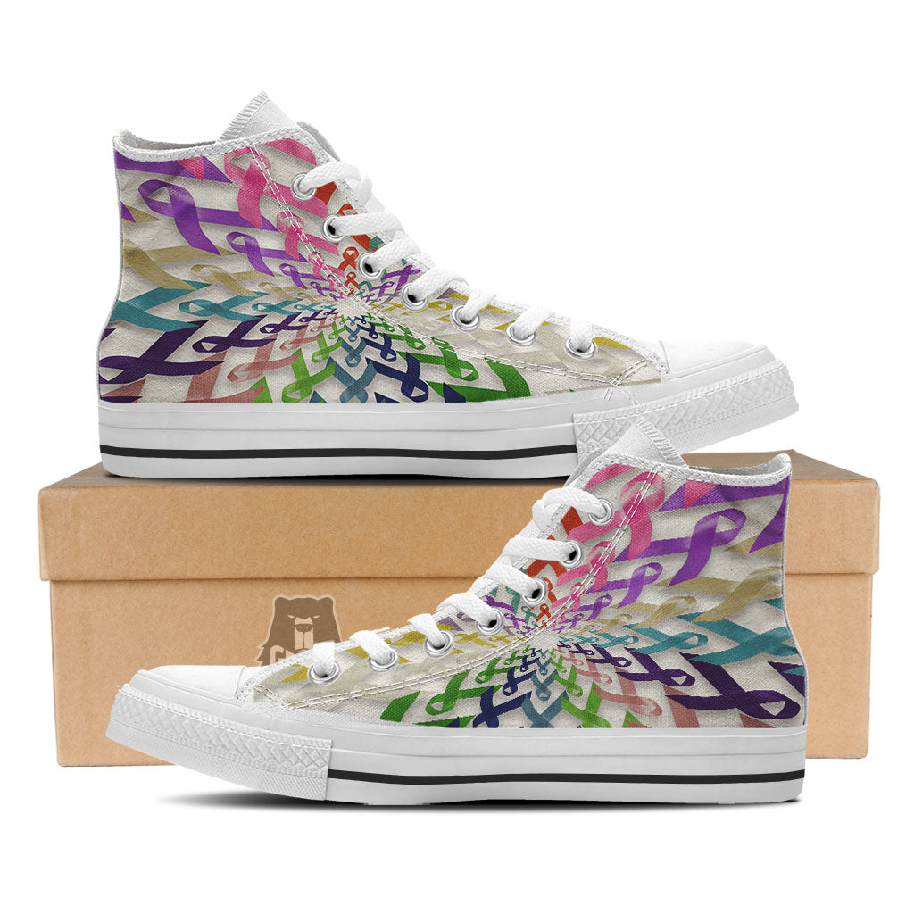 Awareness Mandala Cancer Print White High Top Shoes-grizzshop
