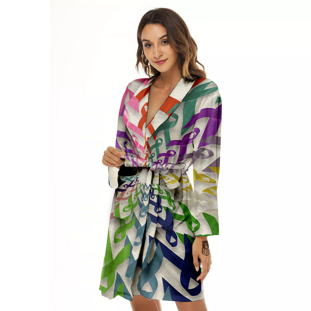 Awareness Mandala Cancer Print Women's Robe-grizzshop