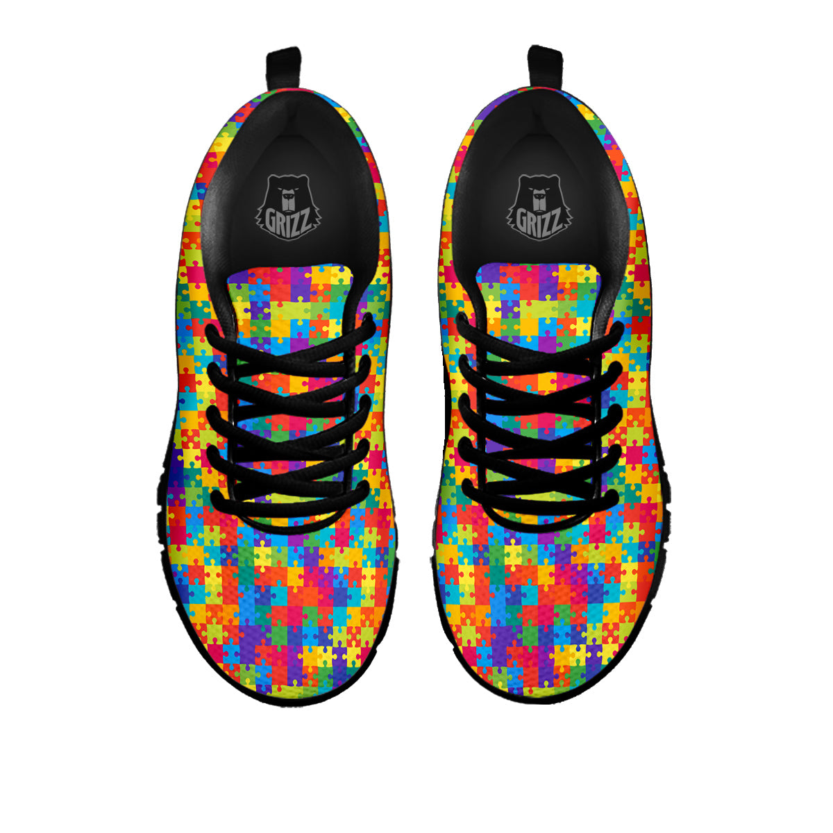 Awareness Puzzle Colorful Autism Print Black Sneaker-grizzshop