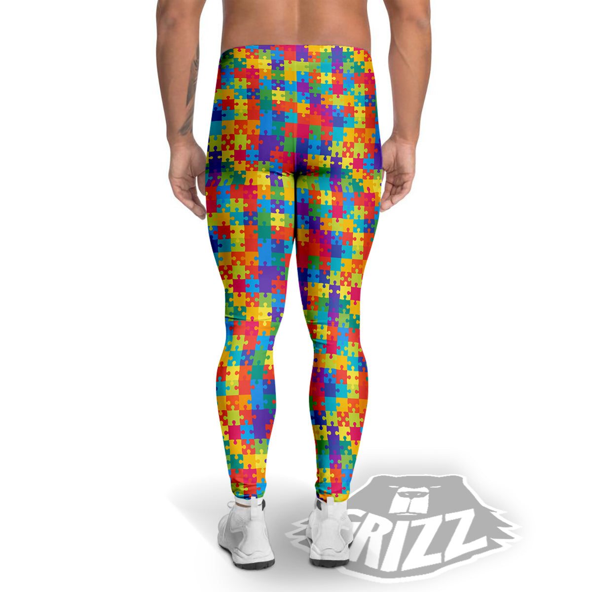 Awareness Puzzle Colorful Autism Print Men's Leggings-grizzshop