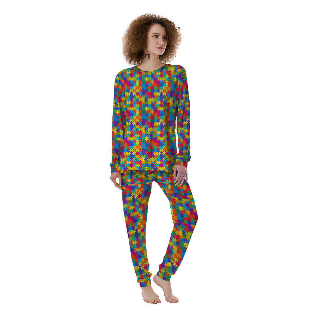 Awareness Puzzle Colorful Autism Print Women's Pajamas-grizzshop