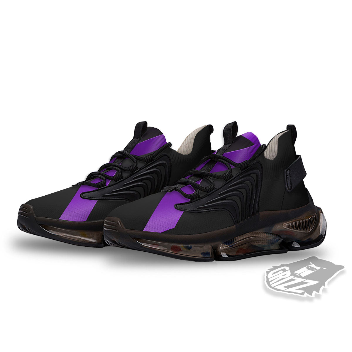 Awareness Ribbon Purple Cancer Print Black Gym Shoes-grizzshop