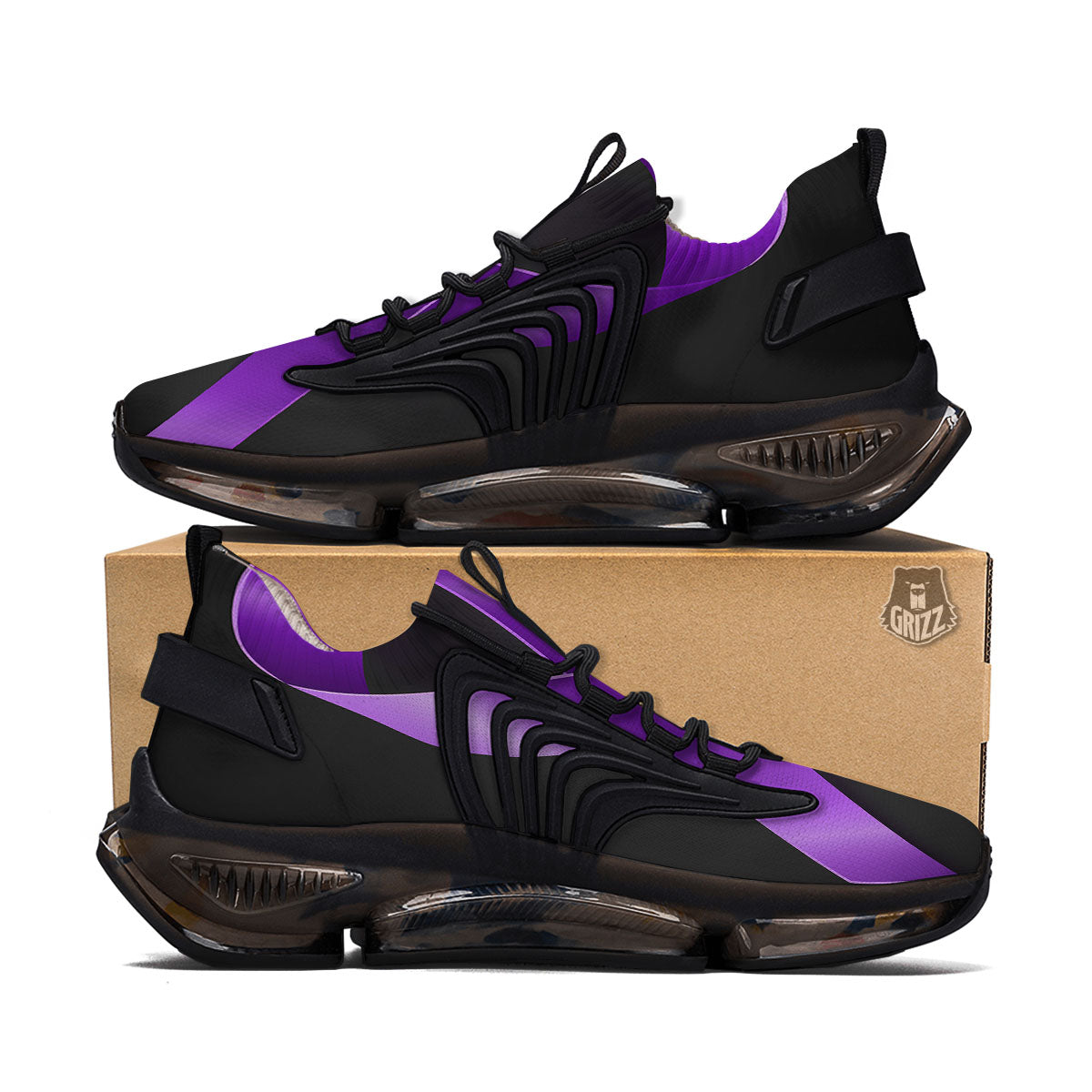 Awareness Ribbon Purple Cancer Print Black Gym Shoes-grizzshop