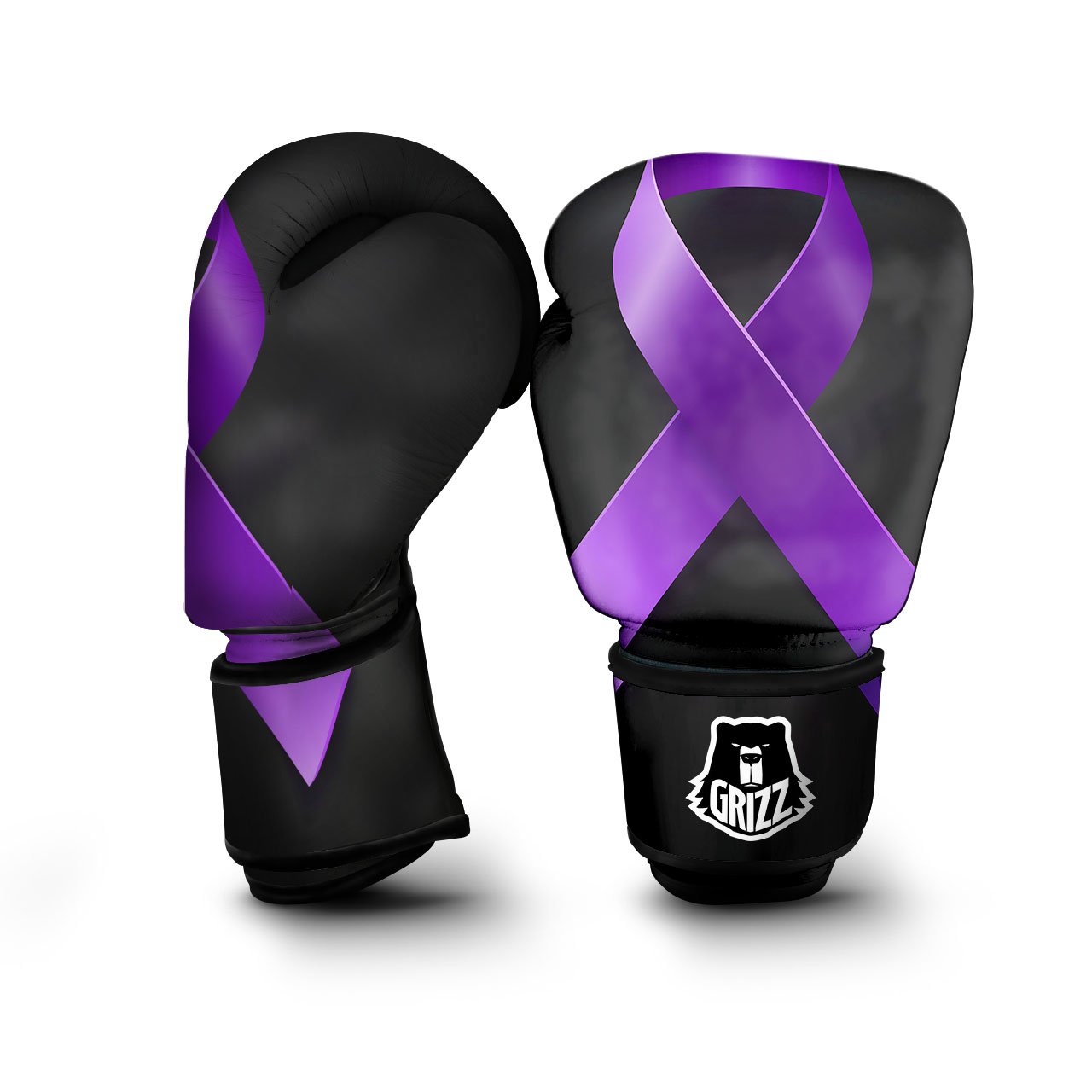 Awareness Ribbon Purple Cancer Print Boxing Gloves-grizzshop