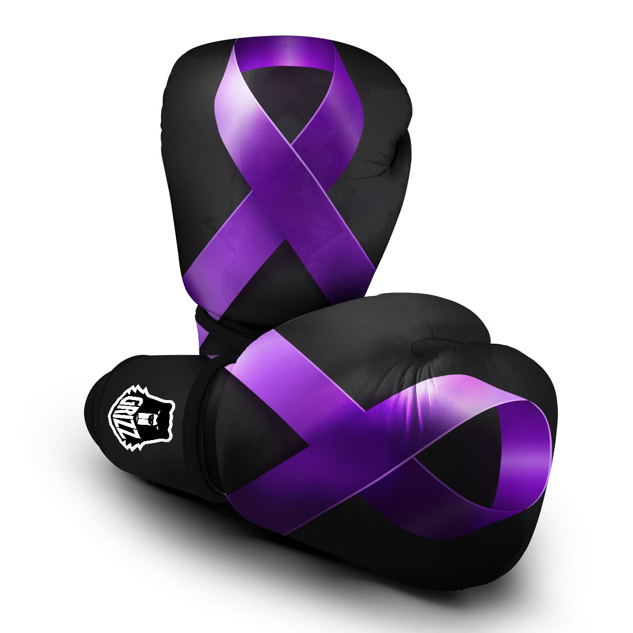 Awareness Ribbon Purple Cancer Print Boxing Gloves-grizzshop