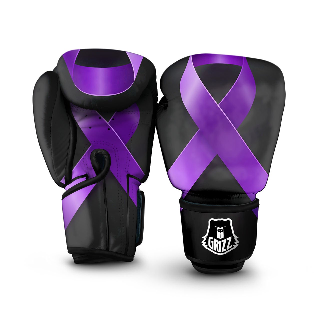 Awareness Ribbon Purple Cancer Print Boxing Gloves-grizzshop