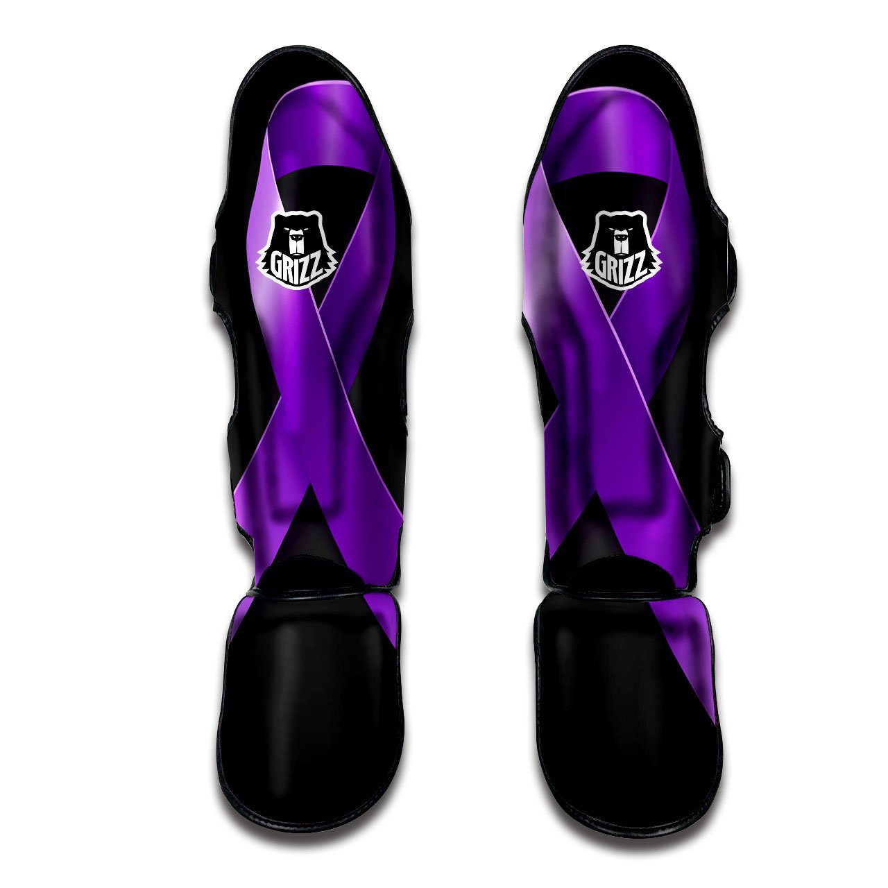 Awareness Ribbon Purple Cancer Print Muay Thai Shin Guards-grizzshop