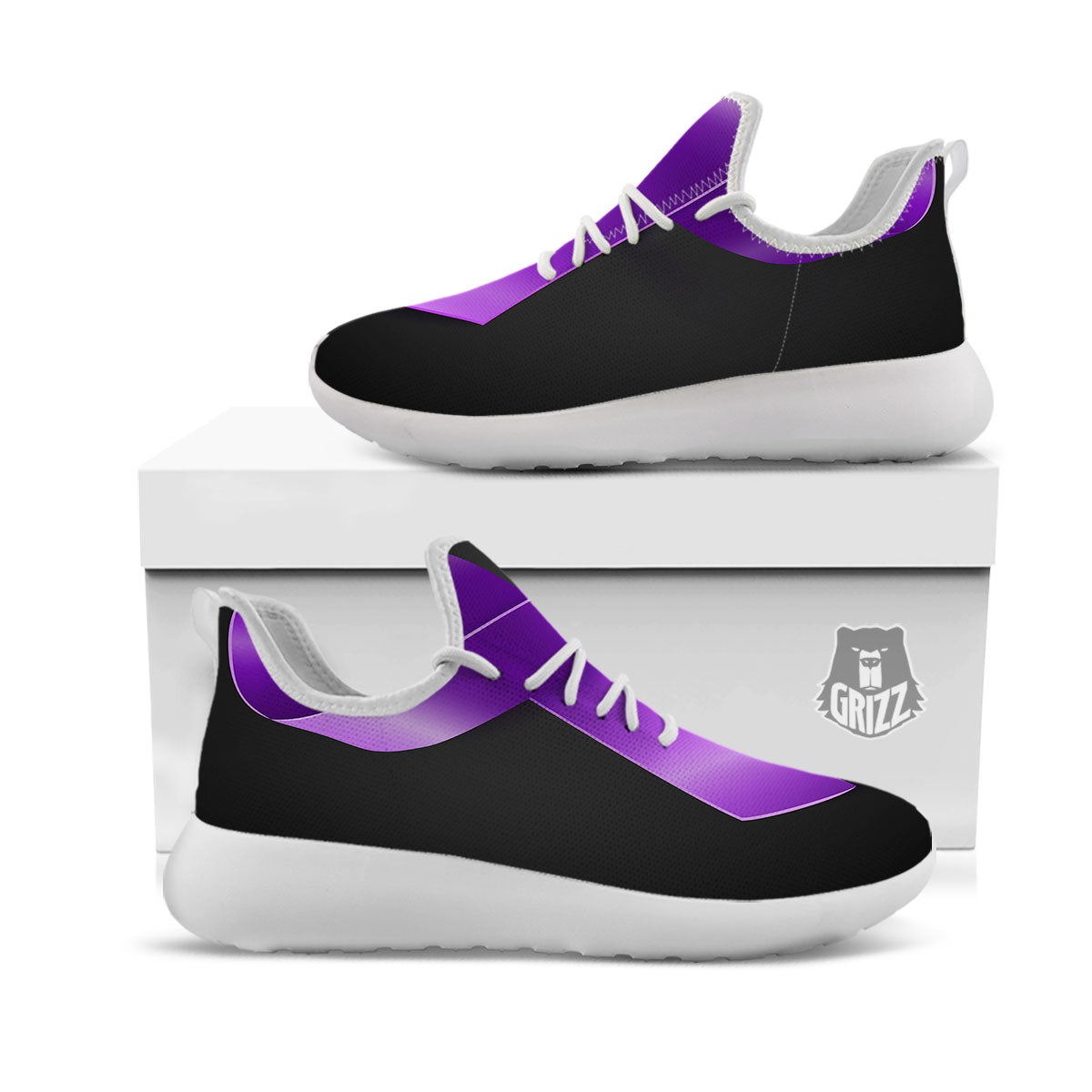 Awareness Ribbon Purple Cancer Print White Athletic Shoes-grizzshop