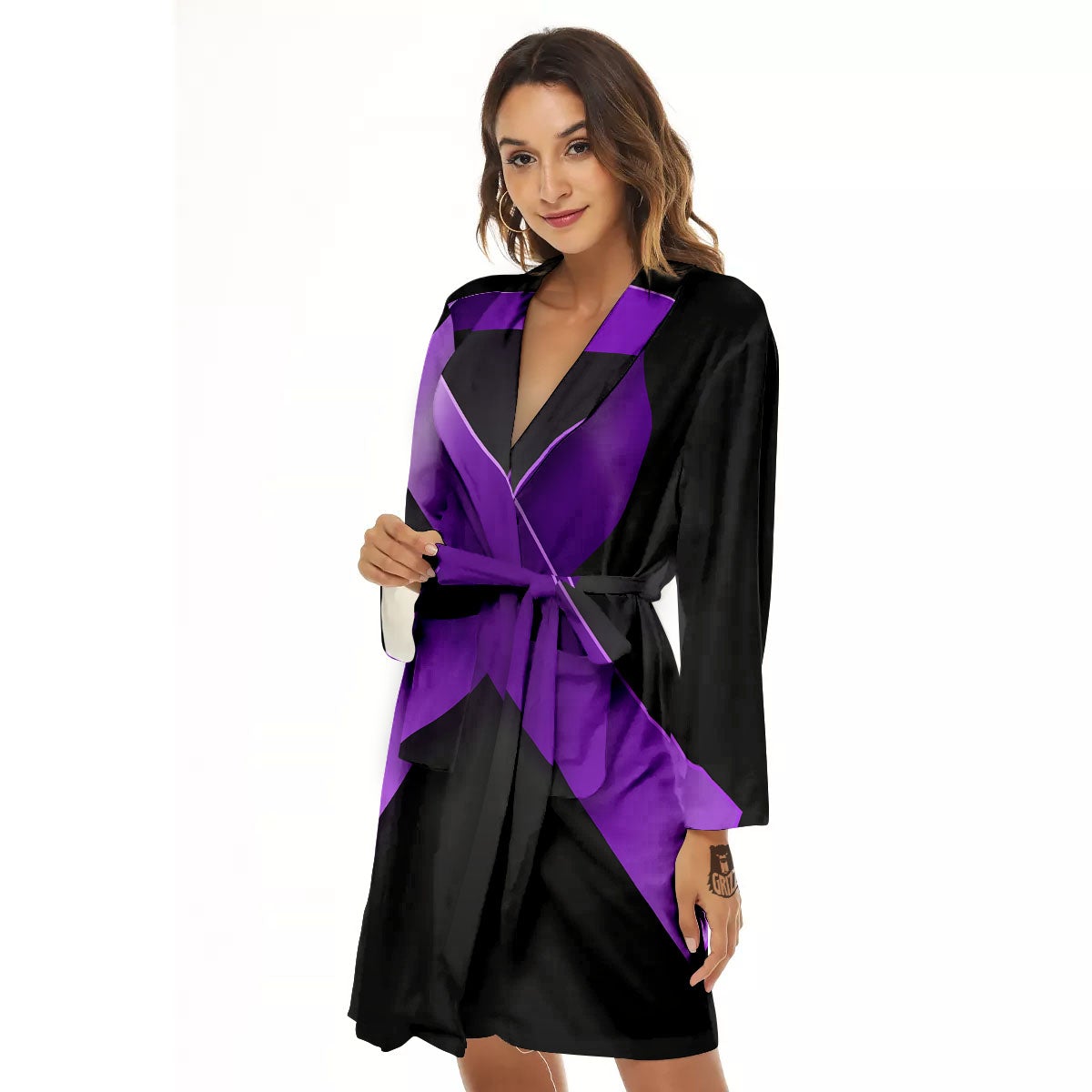 Awareness Ribbon Purple Cancer Print Women's Robe-grizzshop