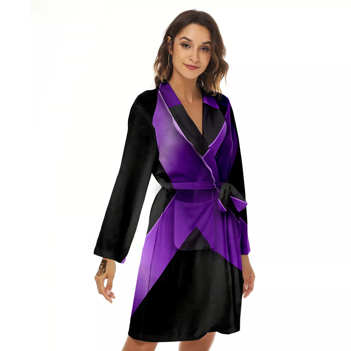 Awareness Ribbon Purple Cancer Print Women's Robe-grizzshop