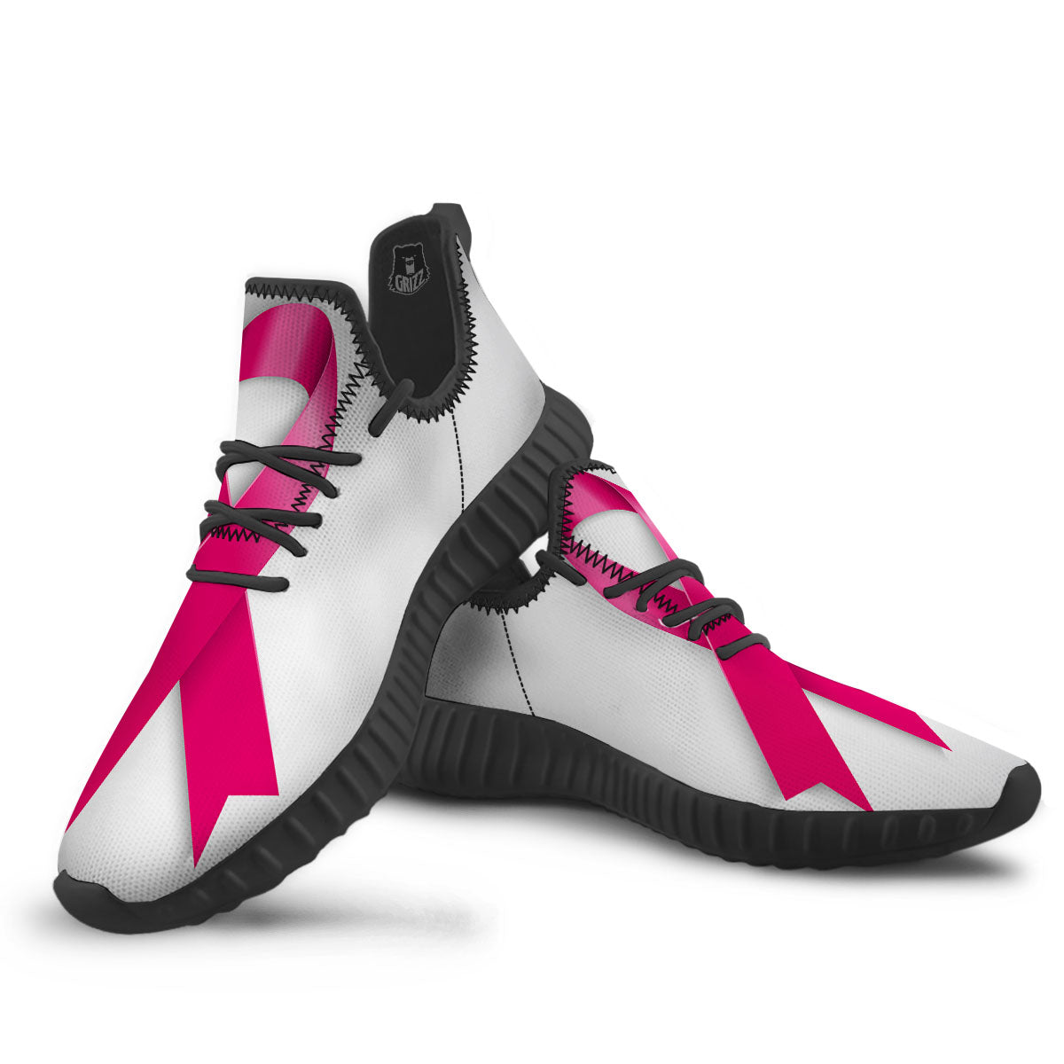 Awareness Ribbons Cancer Print Black Walking Shoes-grizzshop