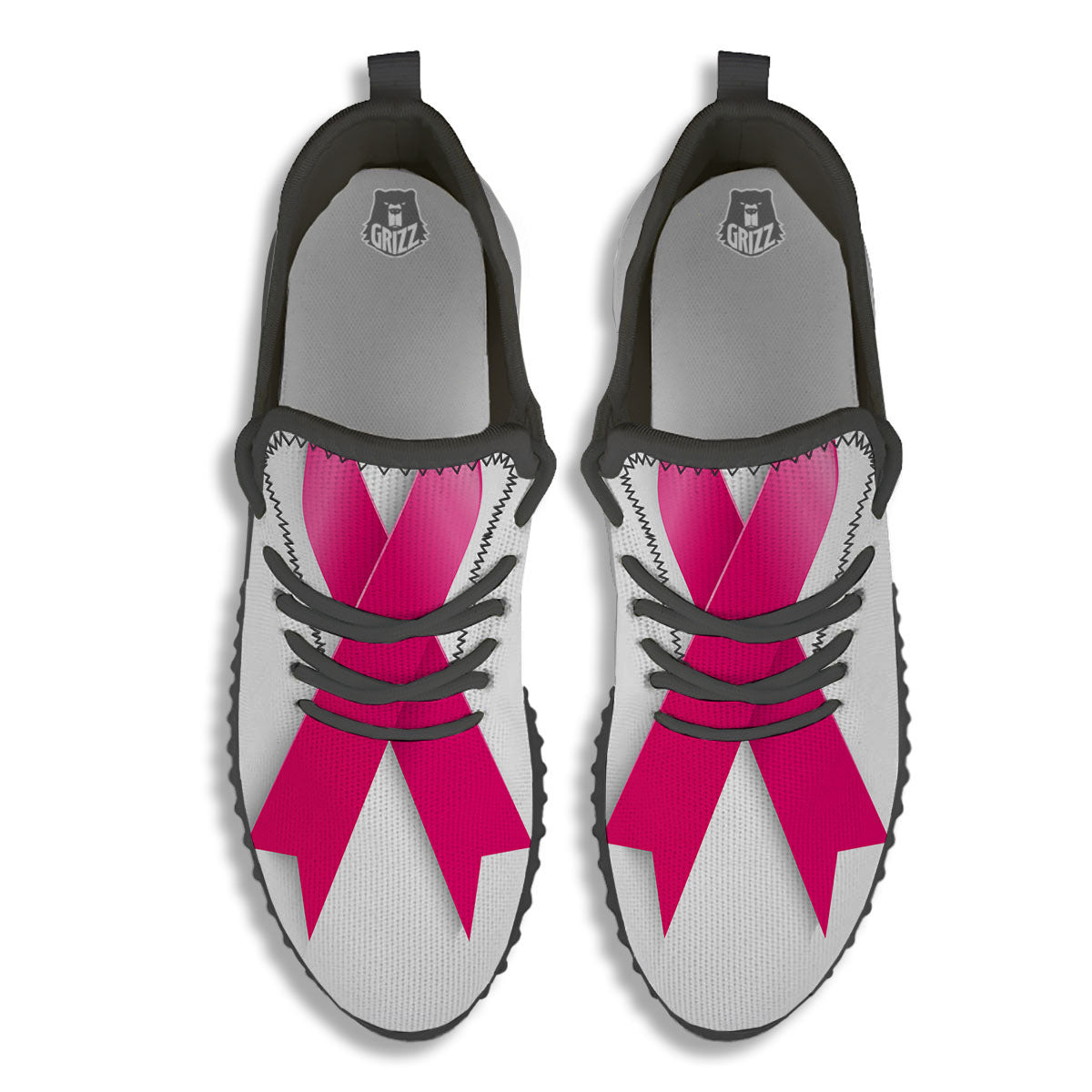 Awareness Ribbons Cancer Print Black Walking Shoes-grizzshop