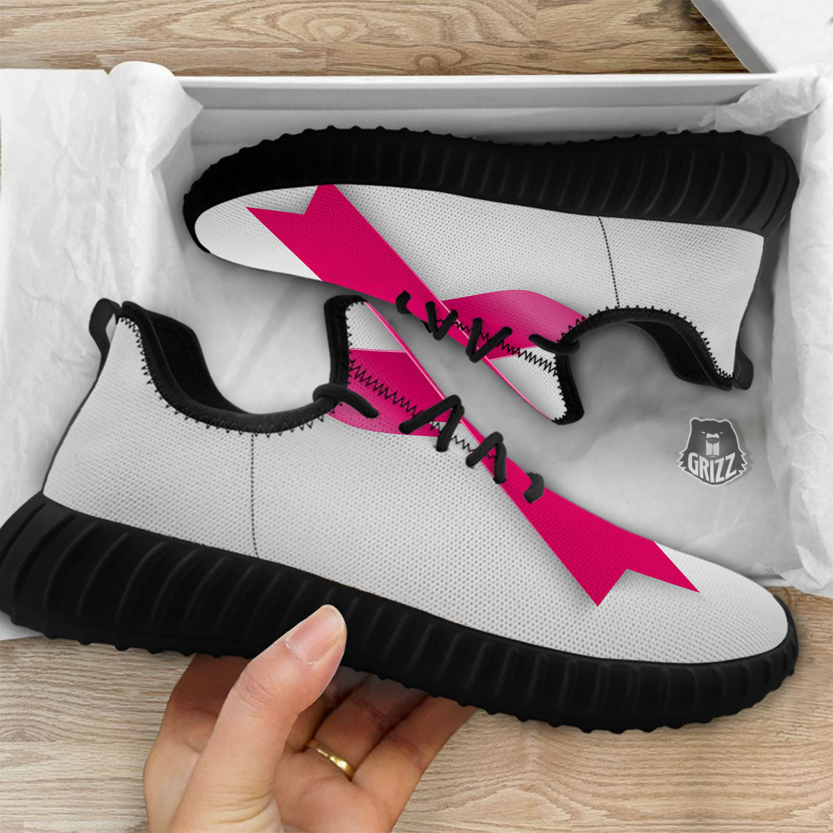 Awareness Ribbons Cancer Print Black Walking Shoes-grizzshop