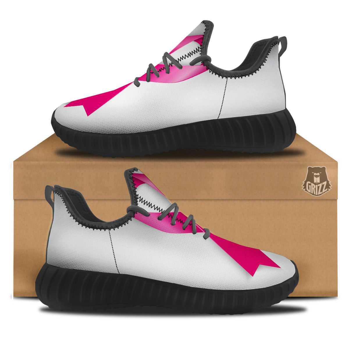 Awareness Ribbons Cancer Print Black Walking Shoes-grizzshop