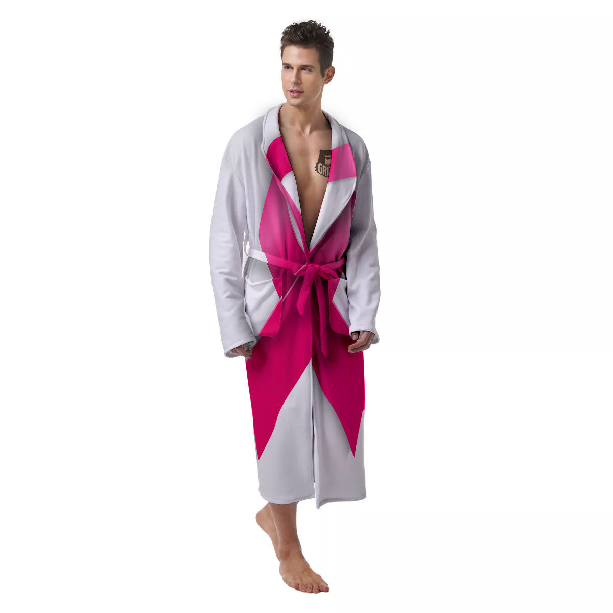 Awareness Ribbons Cancer Print Men's Robe-grizzshop