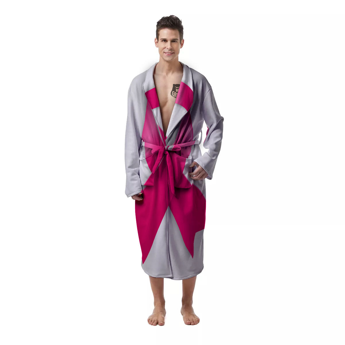 Awareness Ribbons Cancer Print Men's Robe-grizzshop