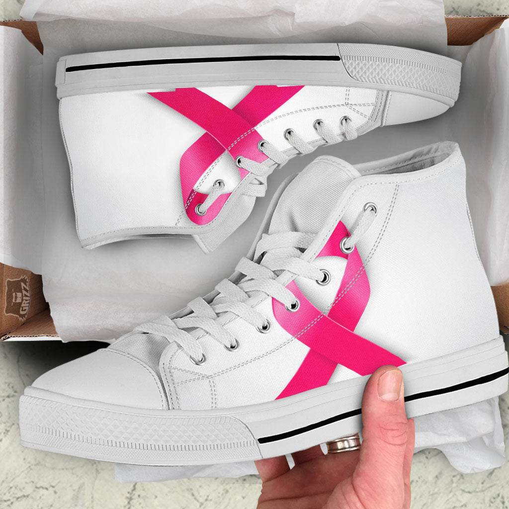 Awareness Ribbons Cancer Print White High Top Shoes-grizzshop