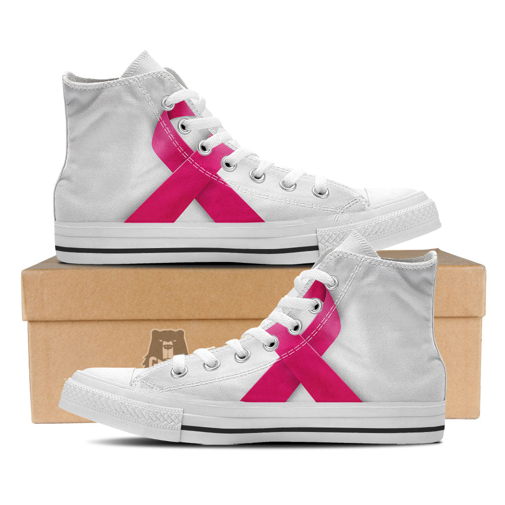Awareness Ribbons Cancer Print White High Top Shoes-grizzshop