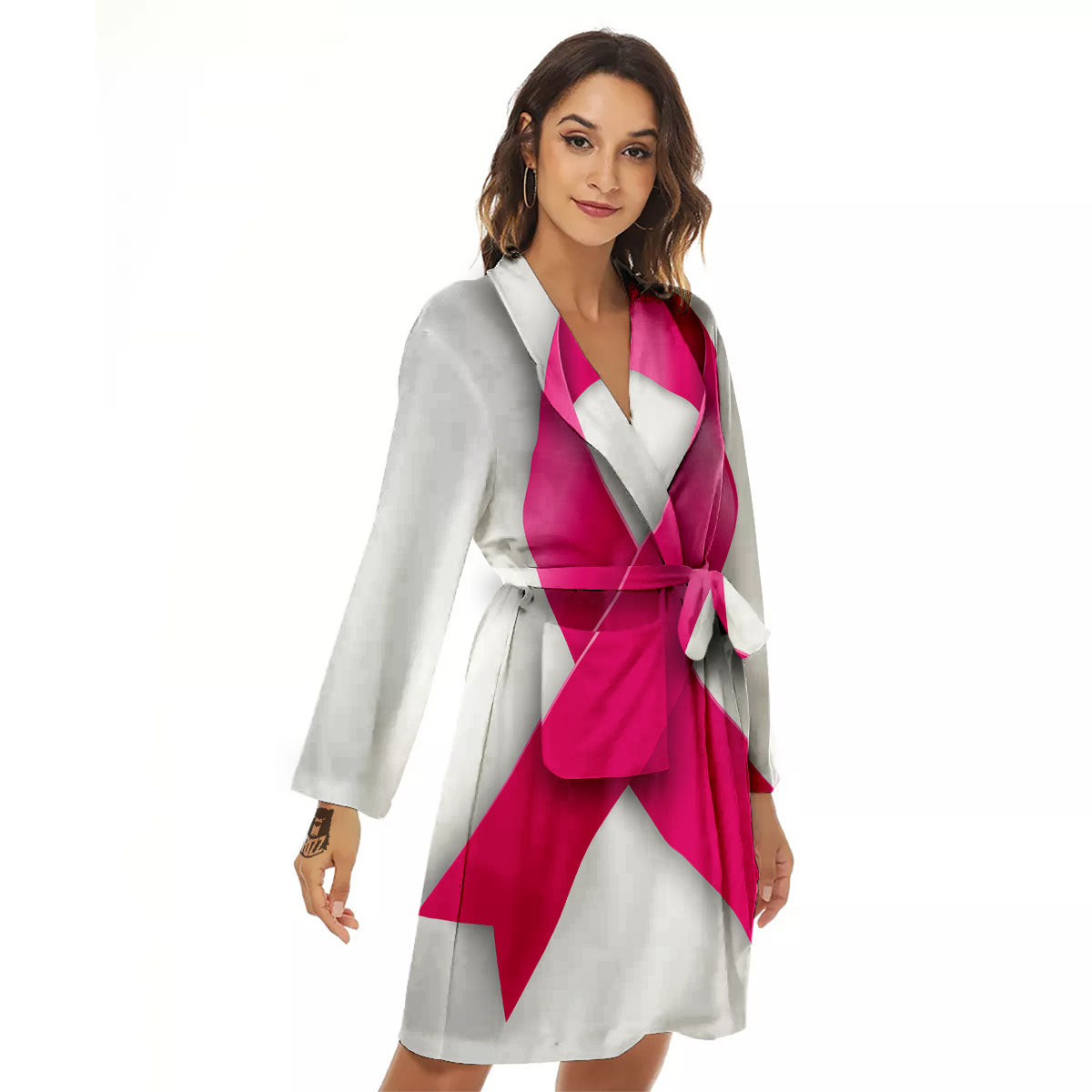 Awareness Ribbons Cancer Print Women's Robe-grizzshop