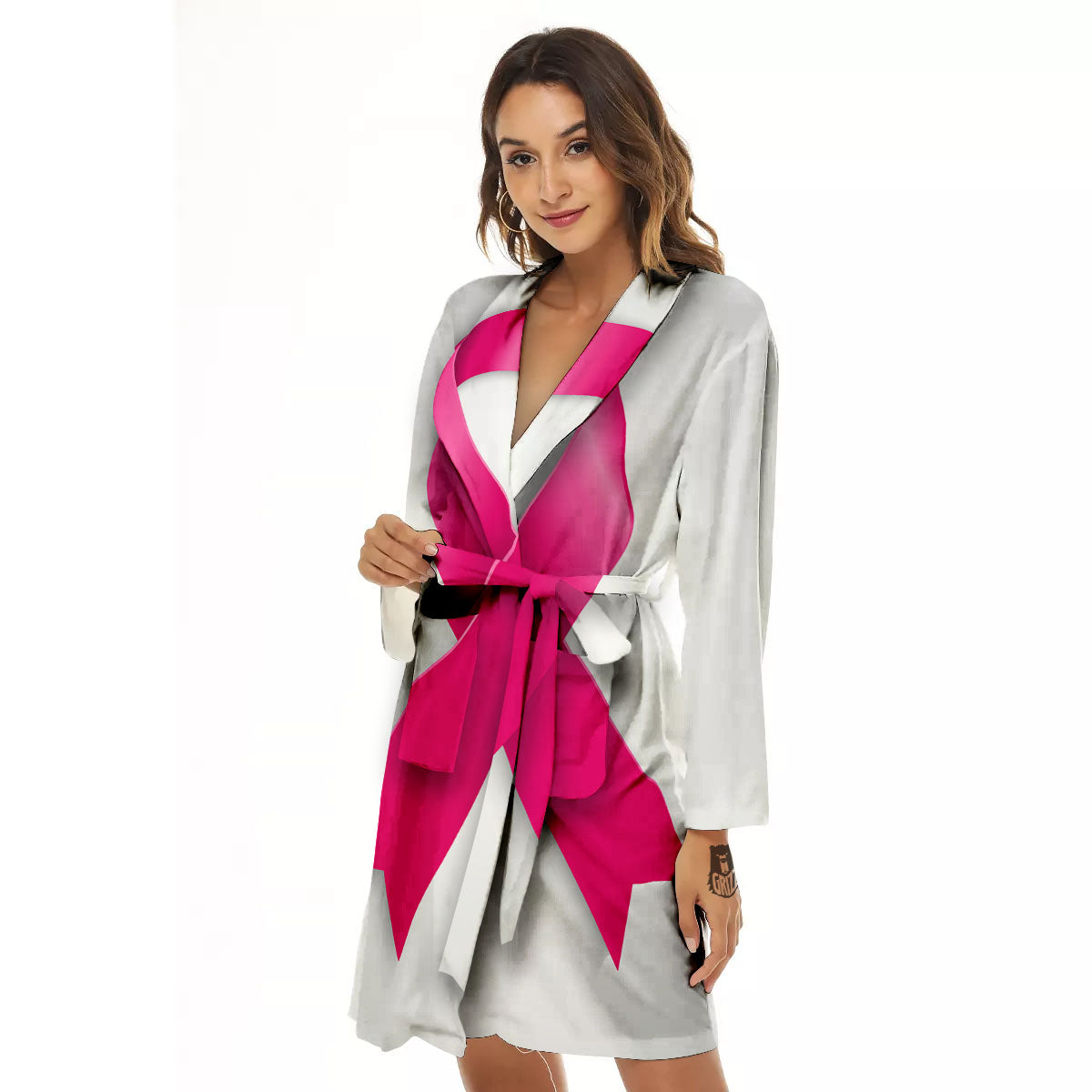 Awareness Ribbons Cancer Print Women's Robe-grizzshop