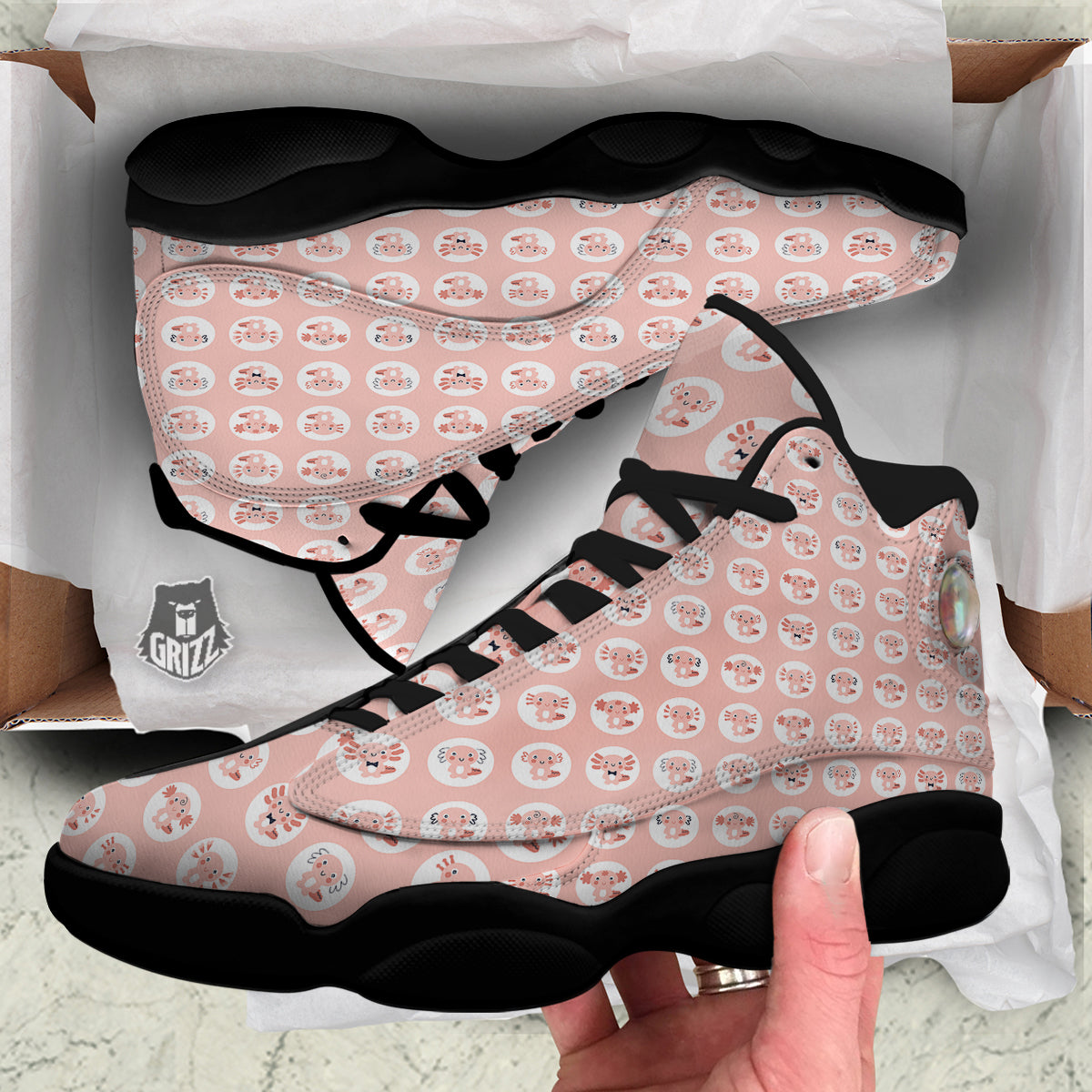 Axolotl Baby Print Pattern Black Basketball Shoes-grizzshop