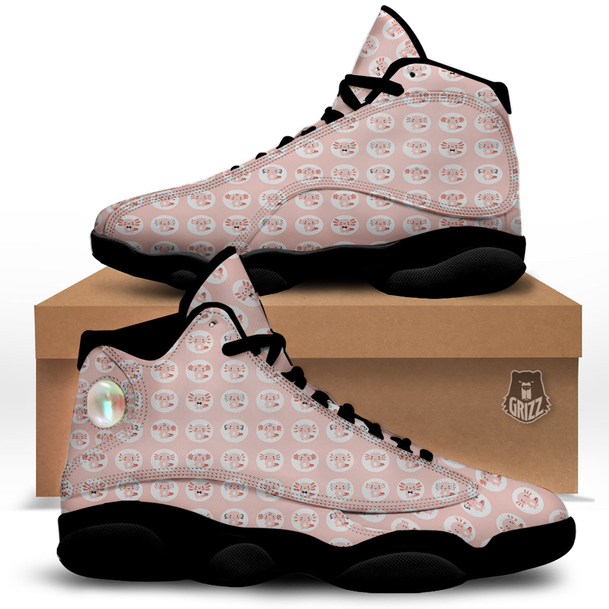 Axolotl Baby Print Pattern Black Basketball Shoes-grizzshop