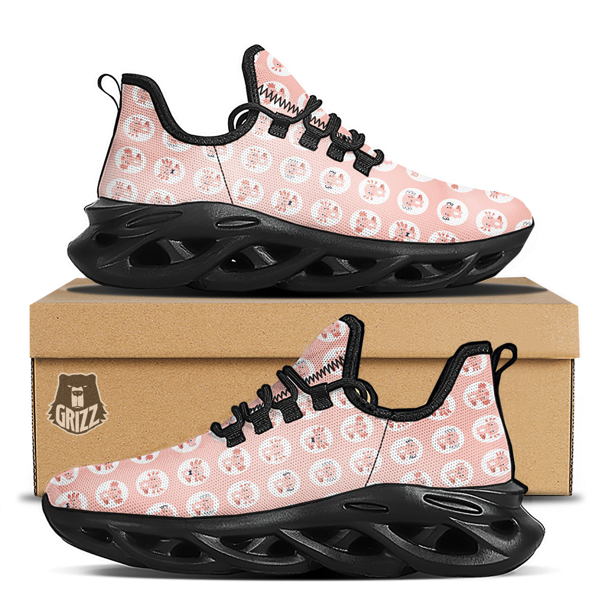 Axolotl Baby Print Pattern Black Running Shoes-grizzshop
