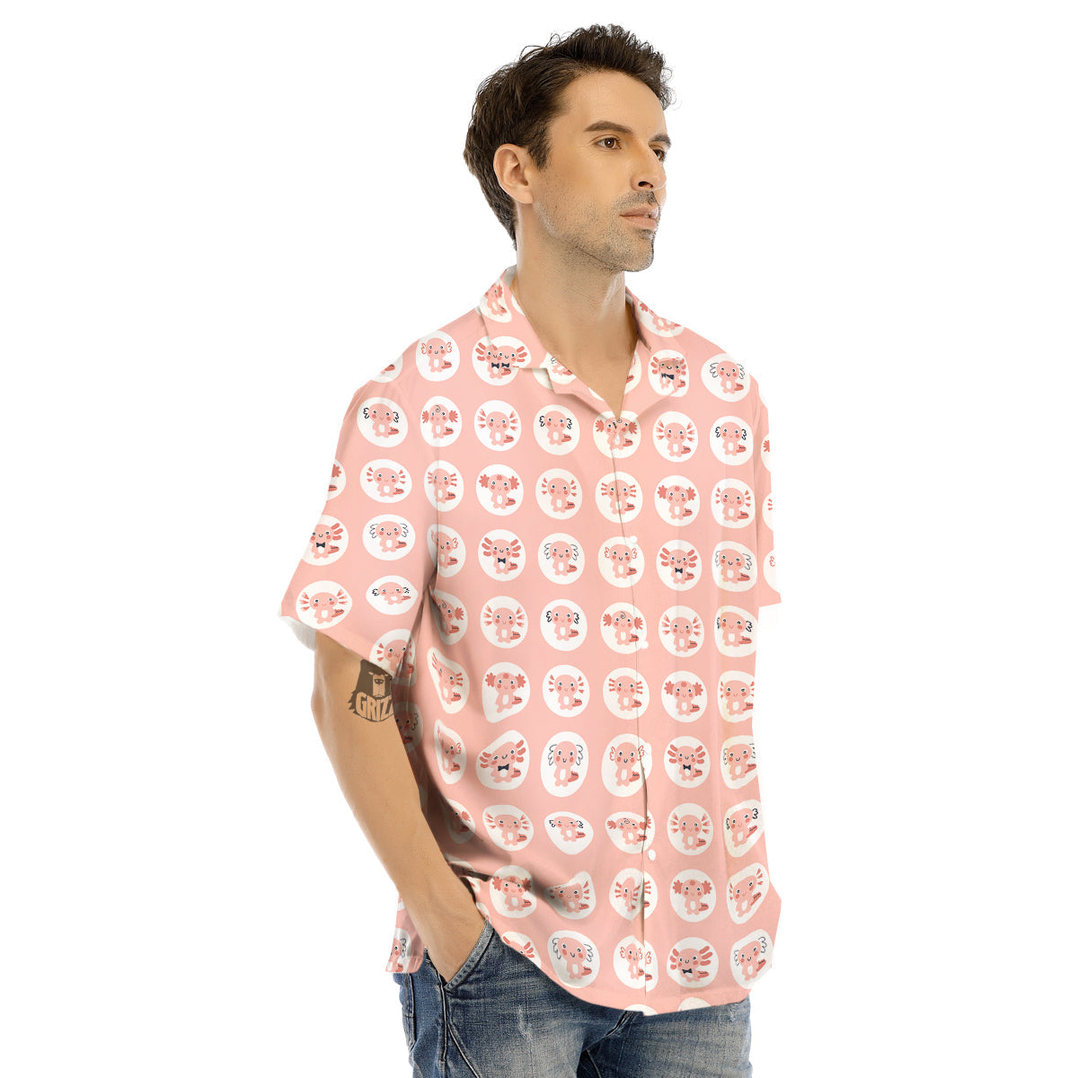 Axolotl Baby Print Pattern Men's Hawaiian Shirt-grizzshop