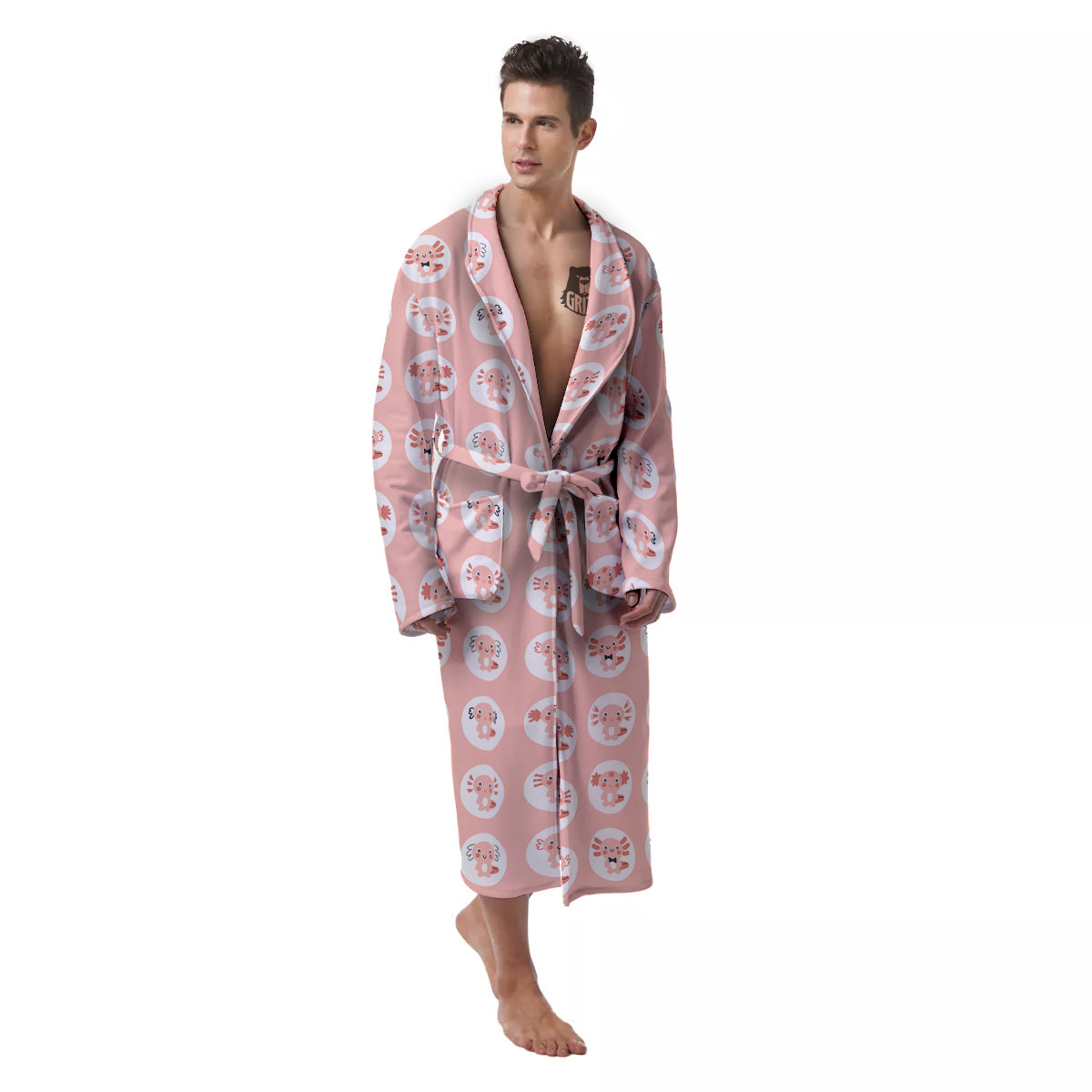 Axolotl Baby Print Pattern Men's Robe-grizzshop
