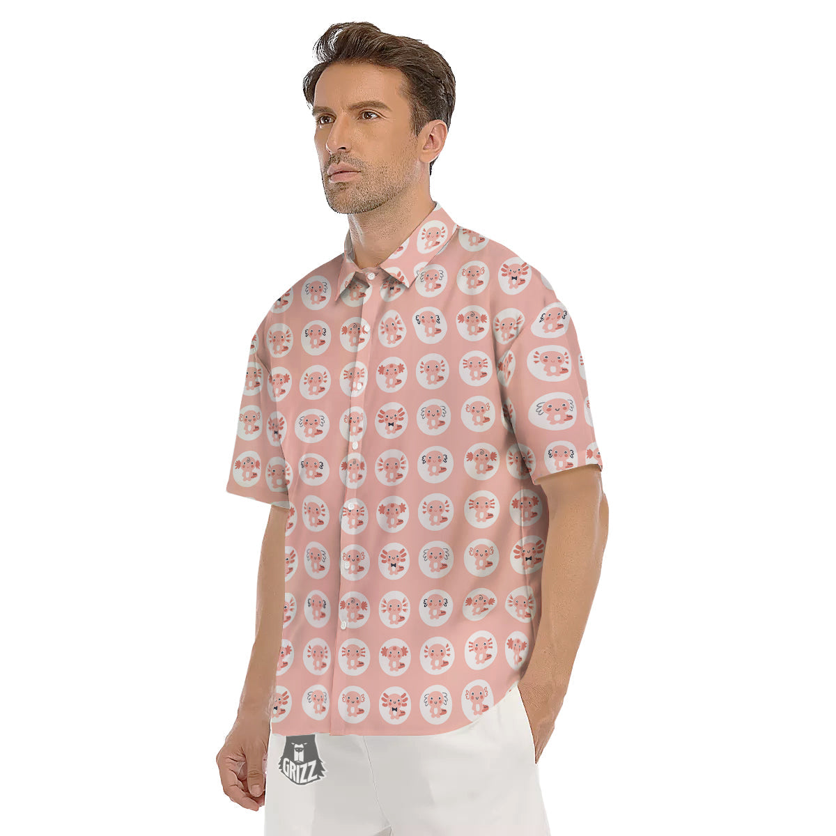 Axolotl Baby Print Pattern Men's Short Sleeve Shirts-grizzshop