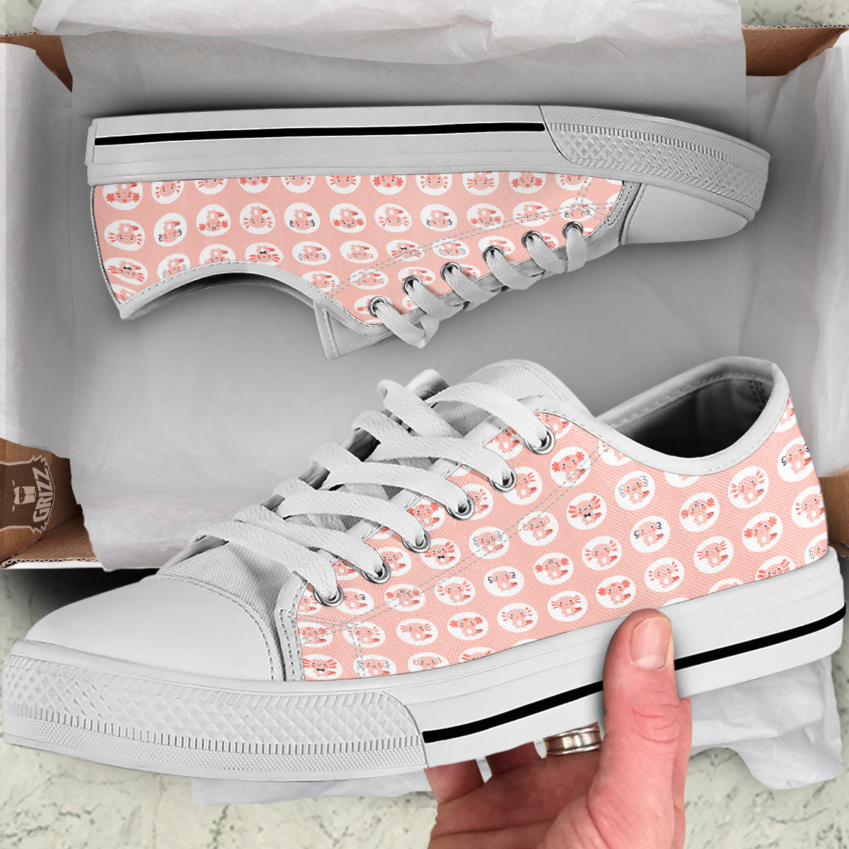 Axolotl Baby Print Pattern White Low Top Shoes-grizzshop