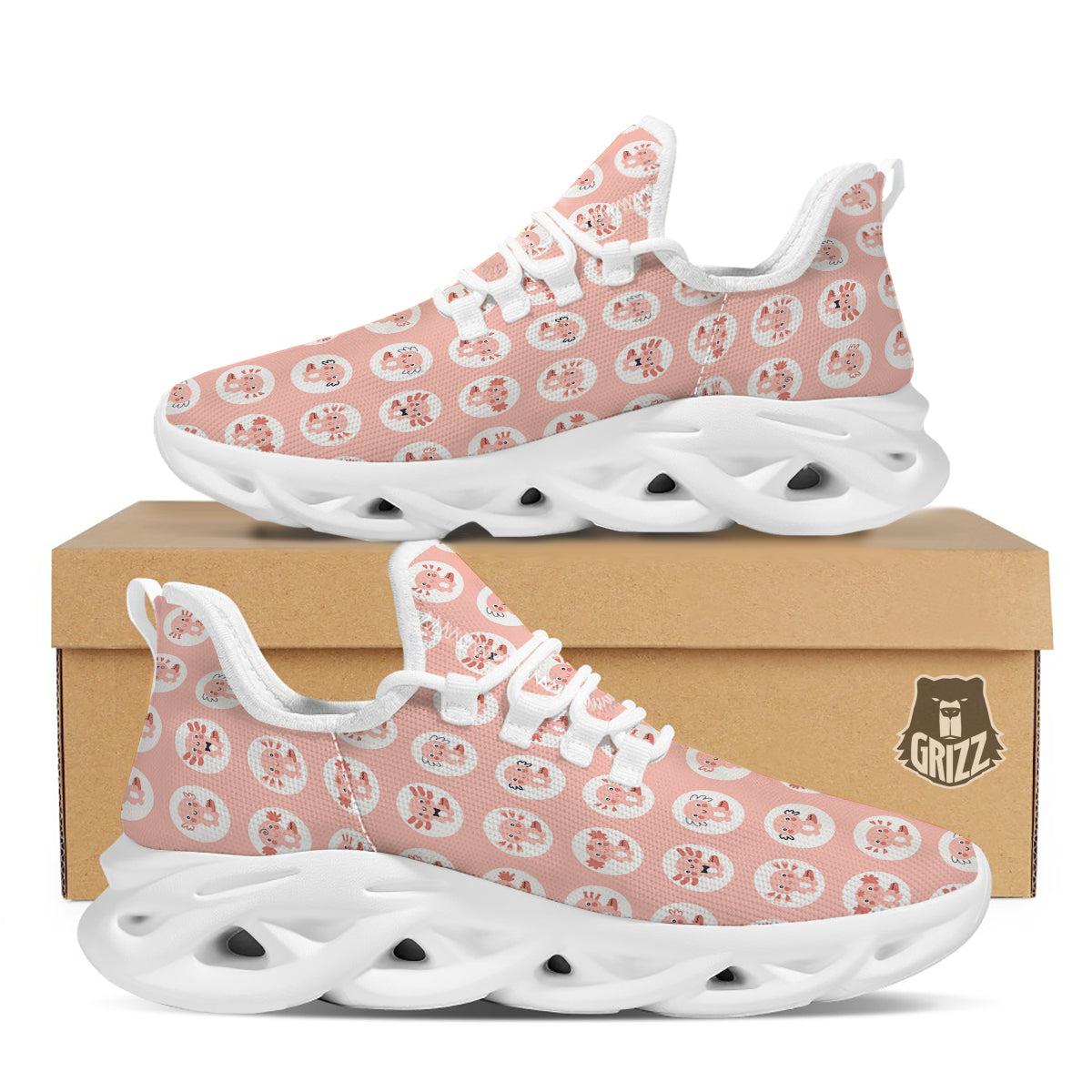 Axolotl Baby Print Pattern White Running Shoes-grizzshop