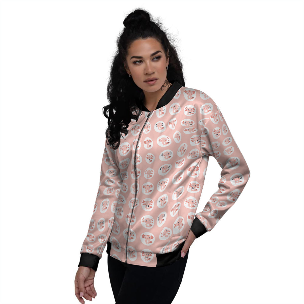 Axolotl Baby Print Pattern Women's Bomber Jacket-grizzshop