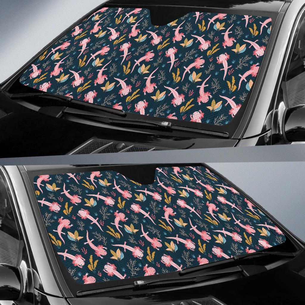 Axolotl Black Pattern Print Car Sun Shade-grizzshop
