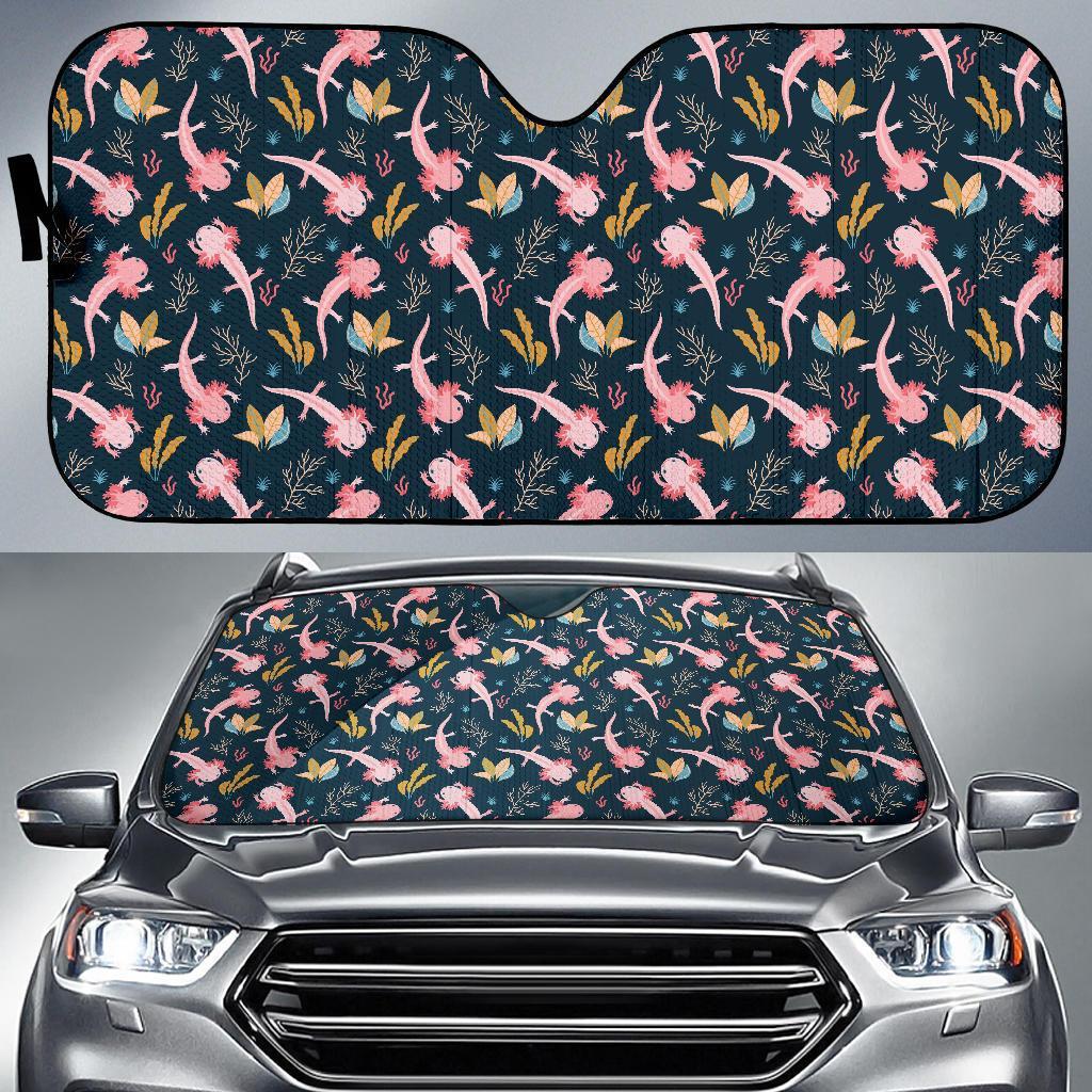 Axolotl Black Pattern Print Car Sun Shade-grizzshop