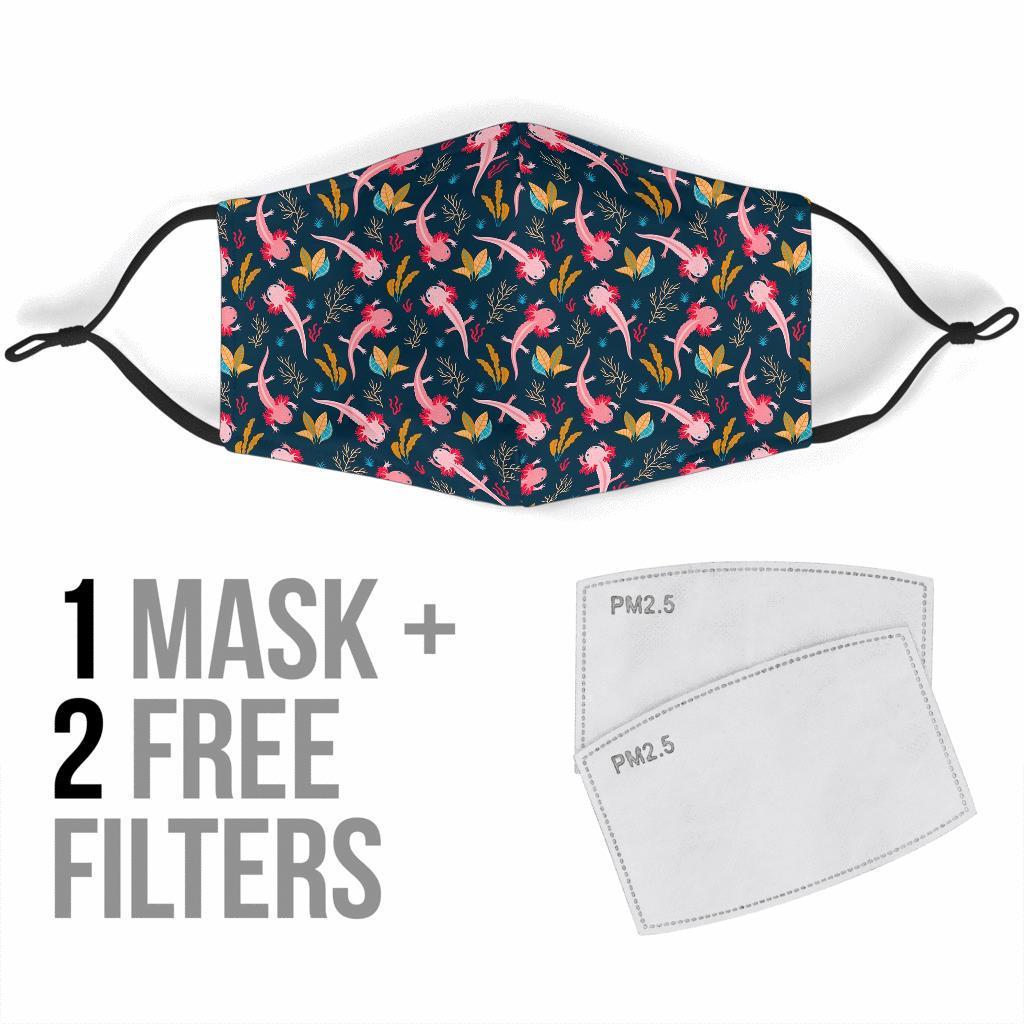 Axolotl Black Pattern Print Face Mask-grizzshop