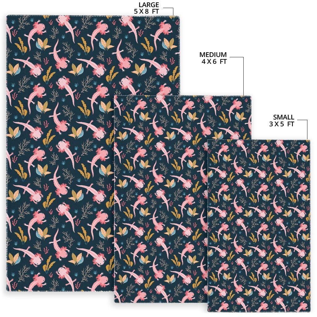 Axolotl Black Pattern Print Floor Mat-grizzshop