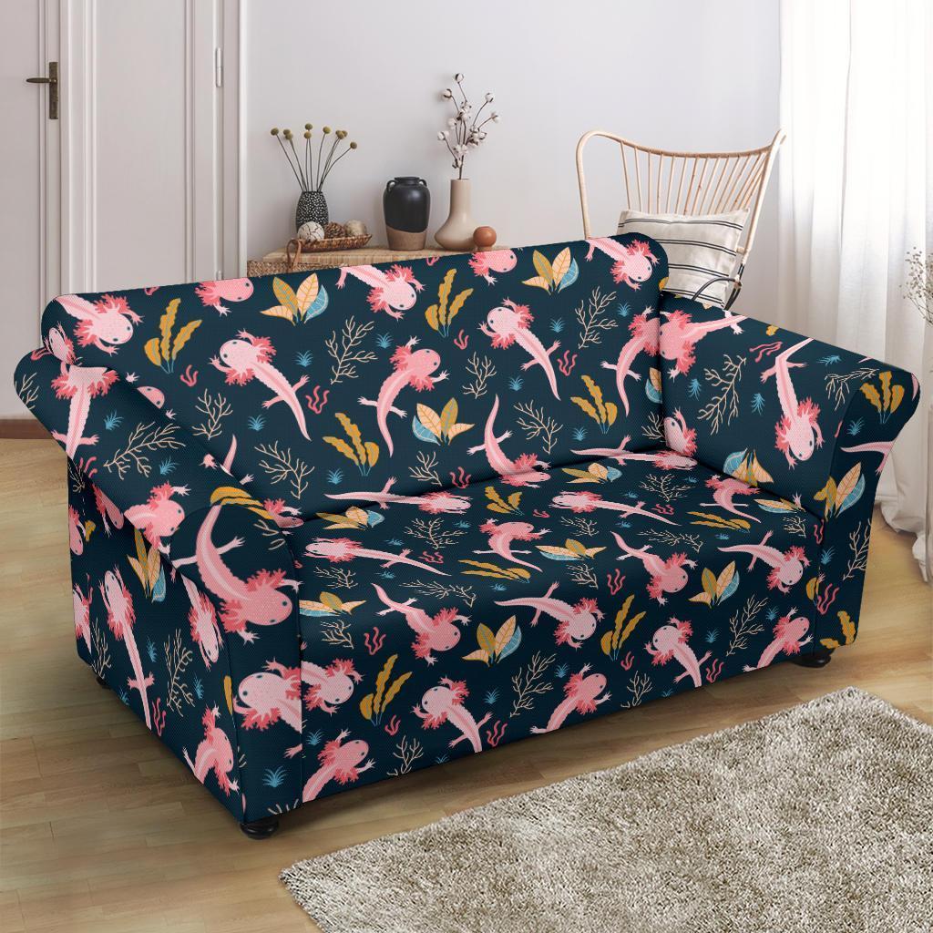 Axolotl Black Pattern Print Loveseat Cover-grizzshop