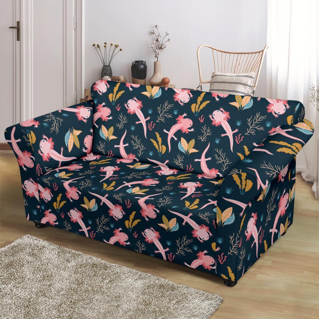 Axolotl Black Pattern Print Loveseat Cover-grizzshop