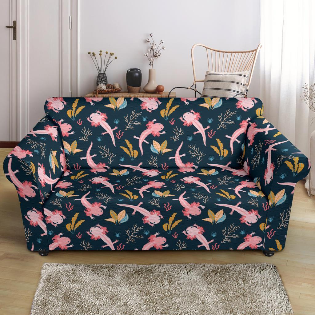 Axolotl Black Pattern Print Loveseat Cover-grizzshop