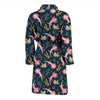 Axolotl Black Pattern Print Men Long Robe-grizzshop