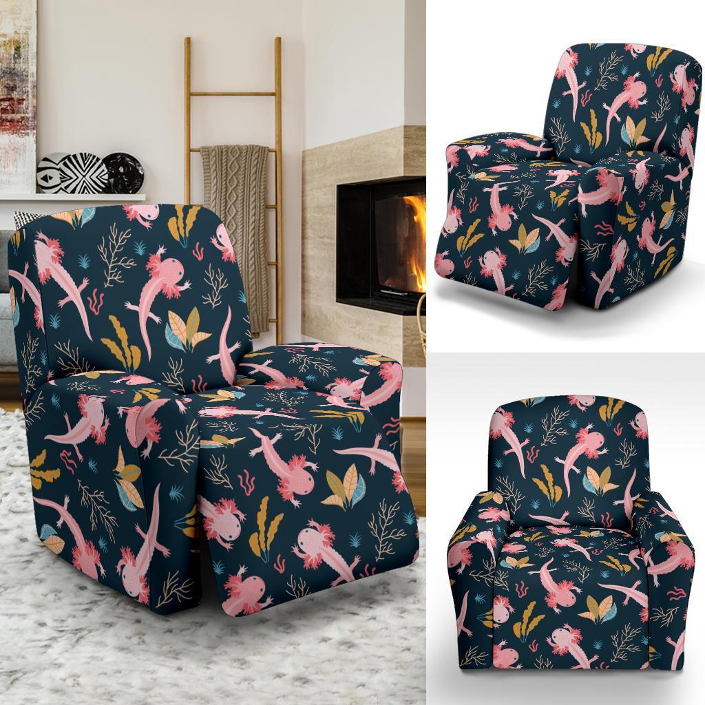 Axolotl Black Pattern Print Recliner Cover-grizzshop