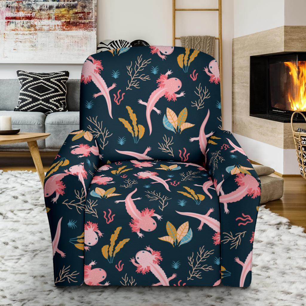 Axolotl Black Pattern Print Recliner Cover-grizzshop