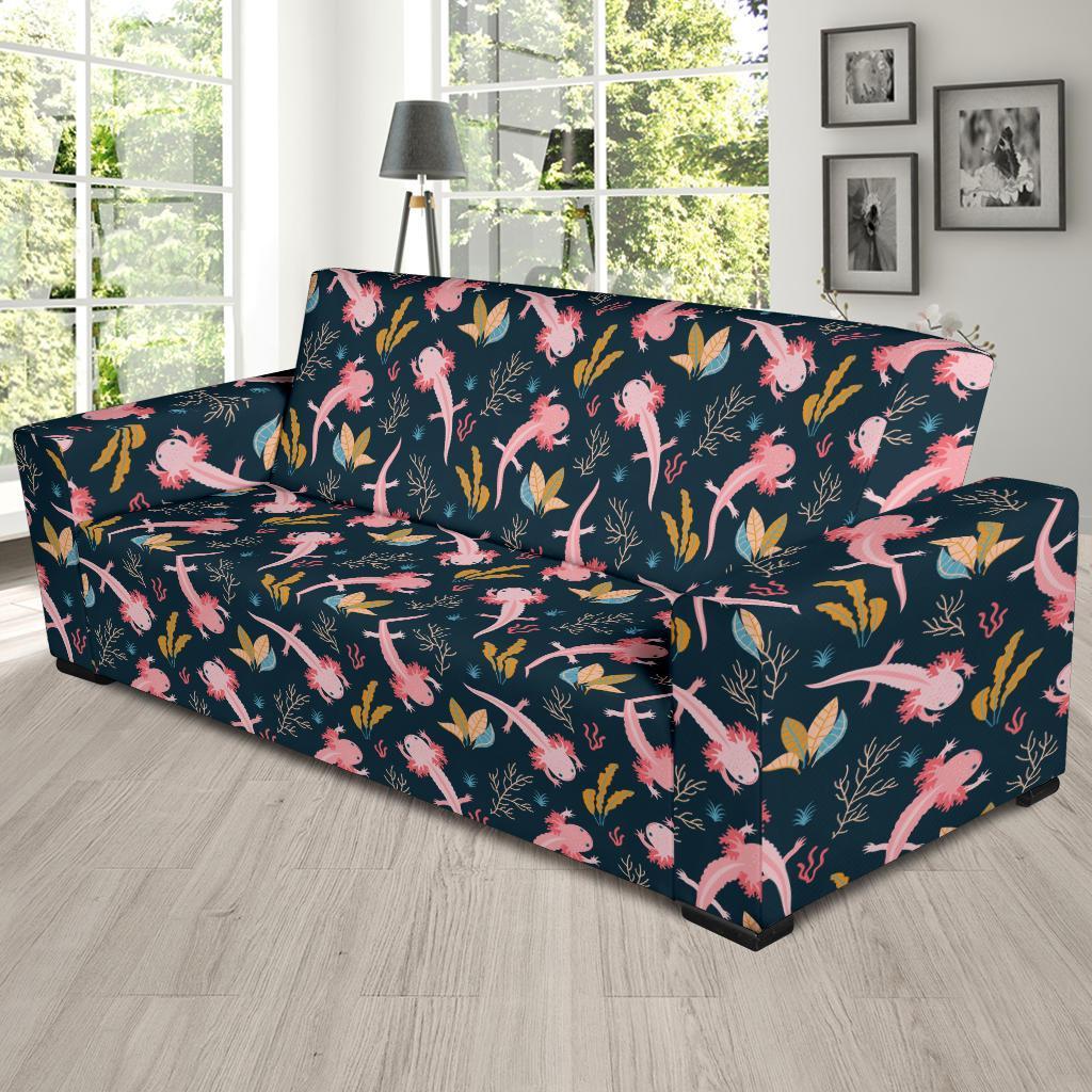 Axolotl Black Pattern Print Sofa Covers-grizzshop